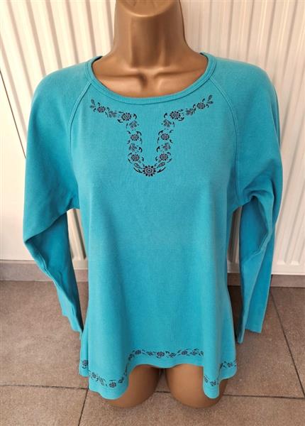 Grote foto turquoise flower power sweater longsleeve medium kleding dames truien en vesten