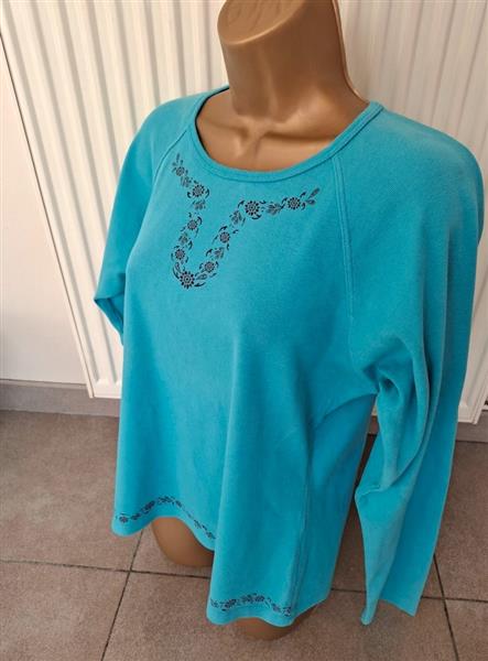 Grote foto turquoise flower power sweater longsleeve medium kleding dames truien en vesten