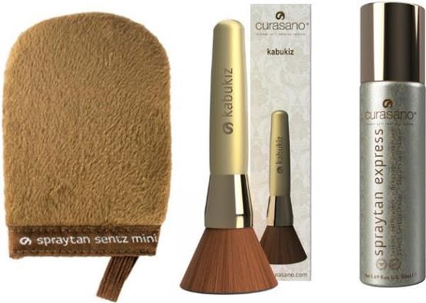 Grote foto curasano spraytan zelfbruiner tanning 50 ml kabukiz kwast brush handschoen mini kleding dames sieraden