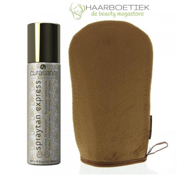 Grote foto curasano spraytan express tanning spray 50ml handschoen kleding dames sieraden