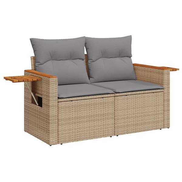 Grote foto vidaxl 6 delige loungeset met kussens poly rattan beige tuin en terras tuinmeubelen