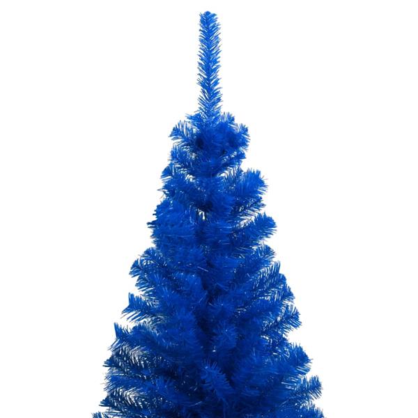 Grote foto vidaxl kunstkerstboom met verlichting en kerstballen 210 cm pvc blauw diversen overige diversen