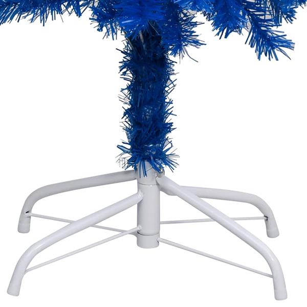 Grote foto vidaxl kunstkerstboom met verlichting en kerstballen 210 cm pvc blauw diversen overige diversen