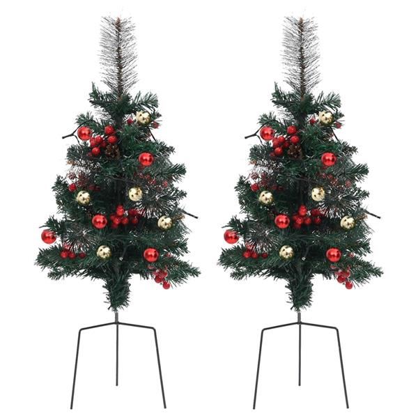 Grote foto vidaxl tuinkerstbomen 2 st met verlichting 76 cm pvc diversen overige diversen