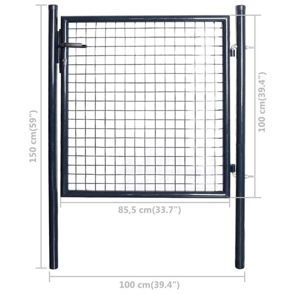 Grote foto vidaxl gaaspoort 85 5x100 cm gegalvaniseerd staal grijs tuin en terras hekken en schuttingen