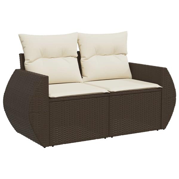 Grote foto vidaxl 5 delige loungeset met kussens poly rattan bruin tuin en terras tuinmeubelen