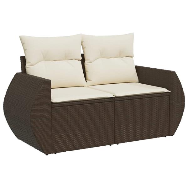 Grote foto vidaxl 4 delige loungeset met kussens poly rattan bruin tuin en terras tuinmeubelen