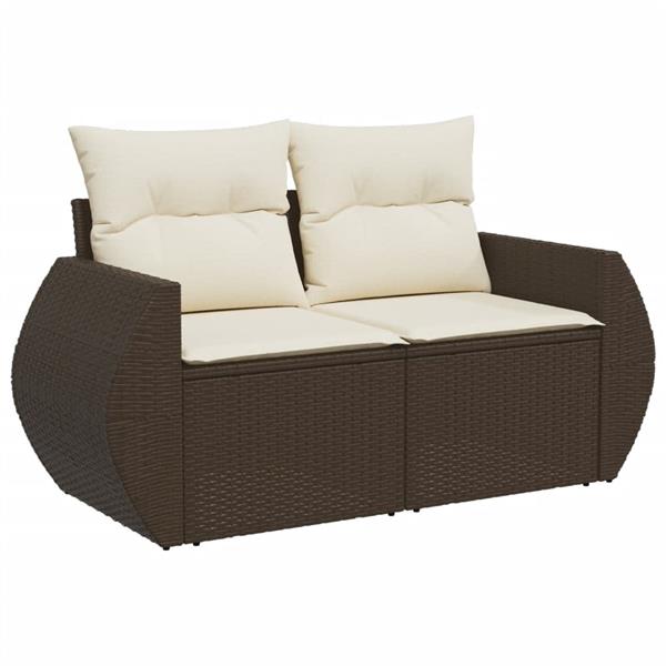 Grote foto vidaxl 6 delige loungeset met kussens poly rattan bruin tuin en terras tuinmeubelen