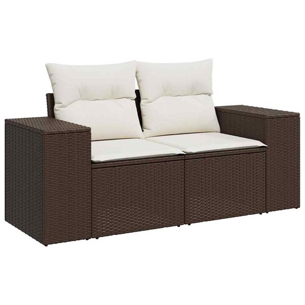 Grote foto vidaxl 5 delige loungeset met kussens poly rattan bruin tuin en terras tuinmeubelen