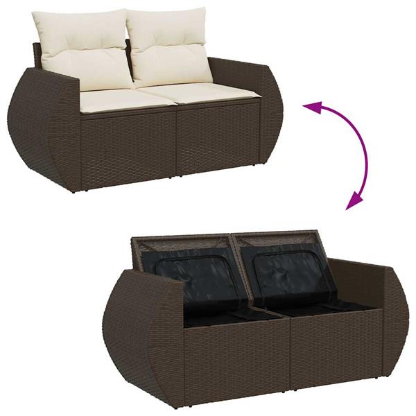 Grote foto vidaxl 4 delige loungeset met kussens poly rattan bruin tuin en terras tuinmeubelen