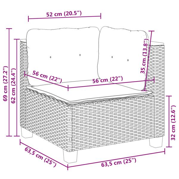 Grote foto vidaxl 4 delige loungeset met kussens poly rattan beige tuin en terras tuinmeubelen