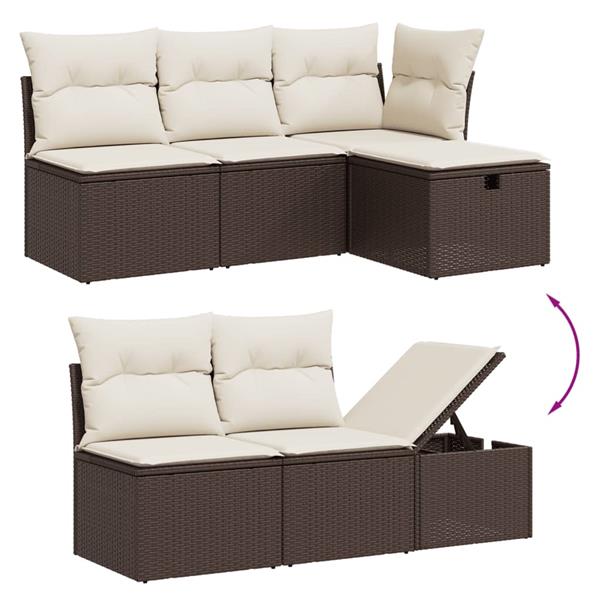 Grote foto vidaxl 6 delige loungeset met kussens poly rattan bruin tuin en terras tuinmeubelen