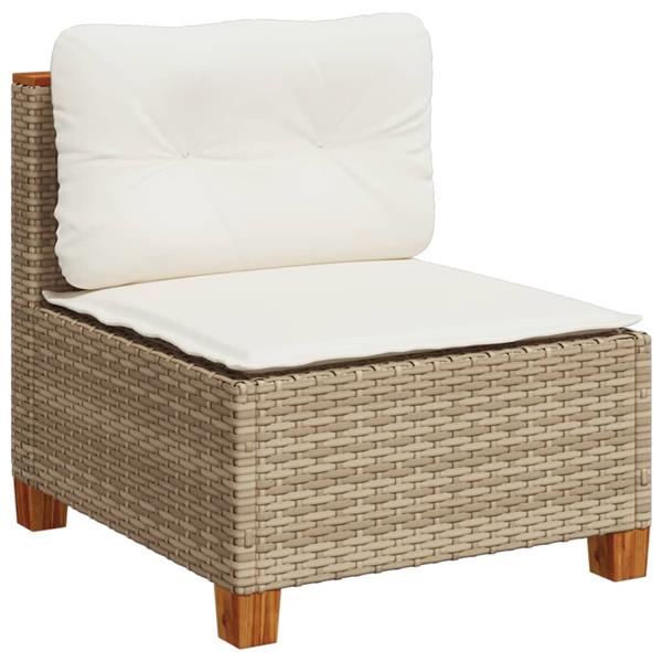 Grote foto vidaxl 5 delige loungeset met kussens poly rattan beige tuin en terras tuinmeubelen