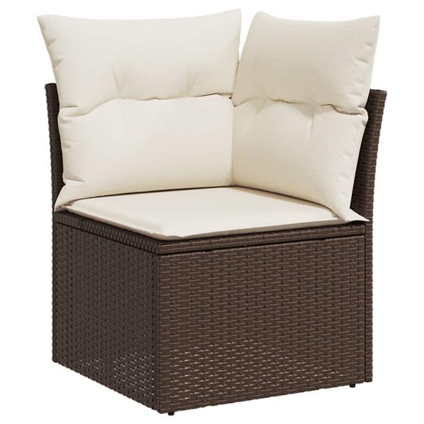 Grote foto vidaxl 3 delige loungeset met kussens poly rattan bruin tuin en terras tuinmeubelen