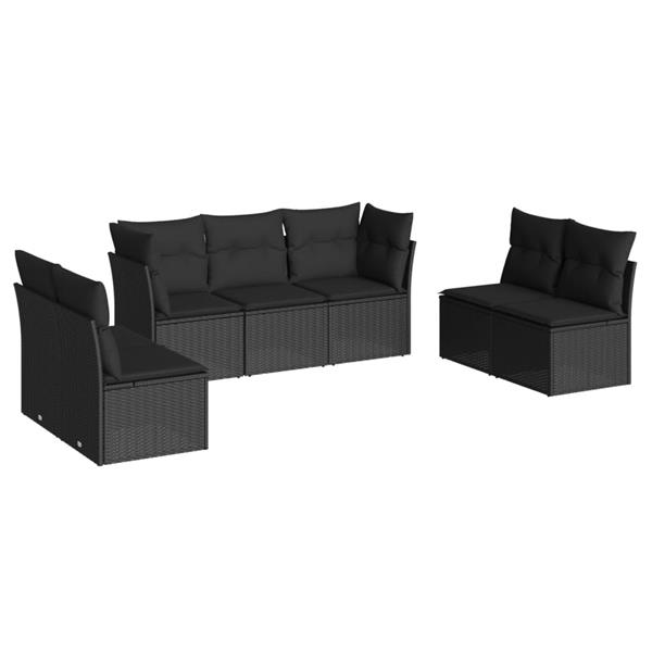 Grote foto vidaxl 7 delige loungeset met kussens poly rattan zwart tuin en terras tuinmeubelen