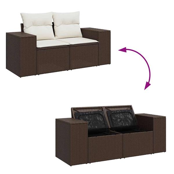 Grote foto vidaxl 6 delige loungeset met kussens poly rattan bruin tuin en terras tuinmeubelen