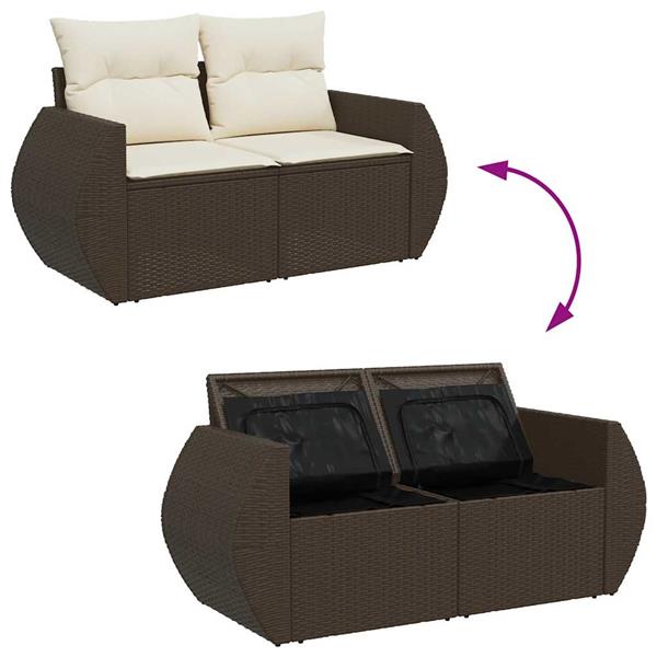 Grote foto vidaxl 6 delige loungeset met kussens poly rattan bruin tuin en terras tuinmeubelen