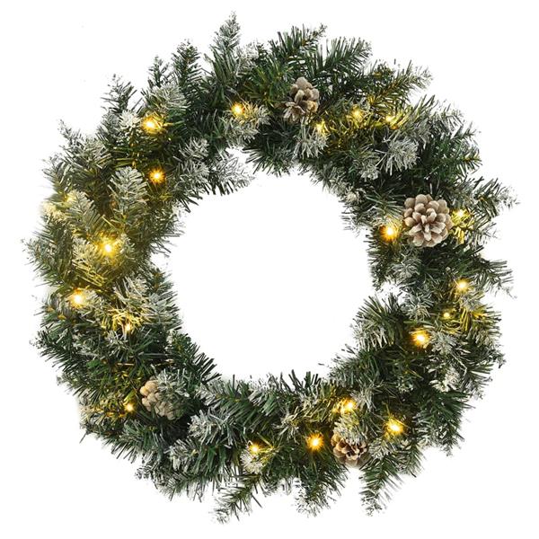 Grote foto vidaxl kerstkrans met led lampjes 45 cm pvc groen diversen overige diversen