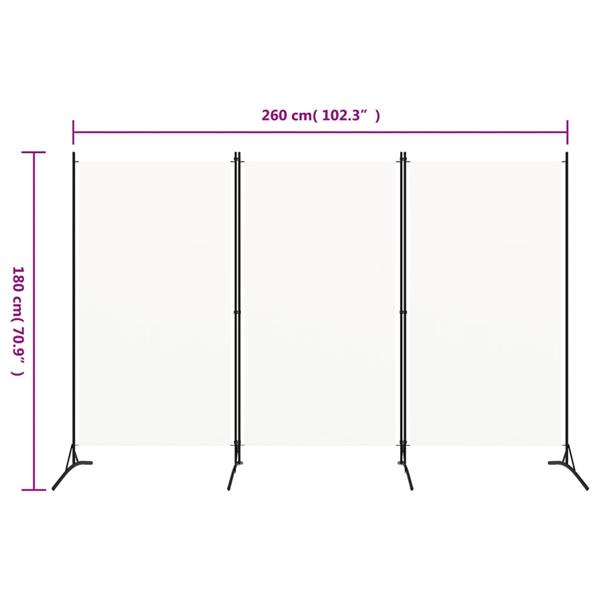 Grote foto vidaxl kamerscherm met 3 panelen 260x180 cm stof wit huis en inrichting overige huis en inrichting