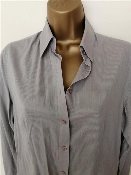 Grote foto muisgrijze doorzichtige getailleerde blouse 36 38 kleding dames blouses