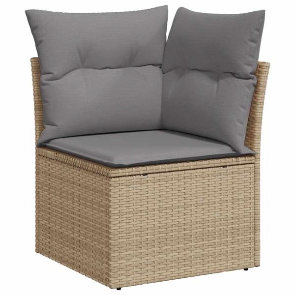 Grote foto vidaxl 4 delige loungeset met kussens poly rattan acacia beige tuin en terras tuinmeubelen