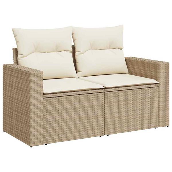 Grote foto vidaxl 5 delige loungeset met kussens poly rattan beige tuin en terras tuinmeubelen