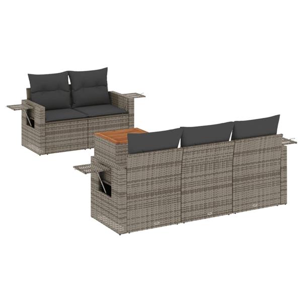 Grote foto vidaxl 6 delige loungeset met kussens poly rattan grijs tuin en terras tuinmeubelen