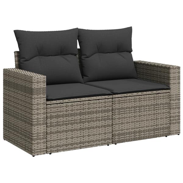 Grote foto vidaxl 6 delige loungeset met kussens poly rattan grijs tuin en terras tuinmeubelen