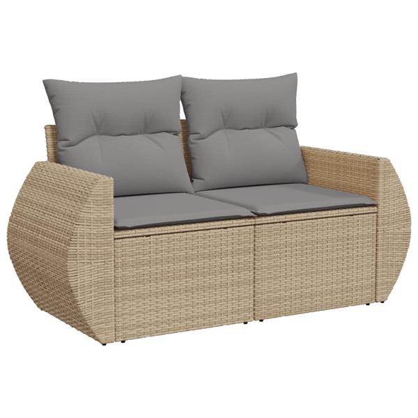 Grote foto vidaxl 6 delige loungeset met kussens poly rattan beige tuin en terras tuinmeubelen