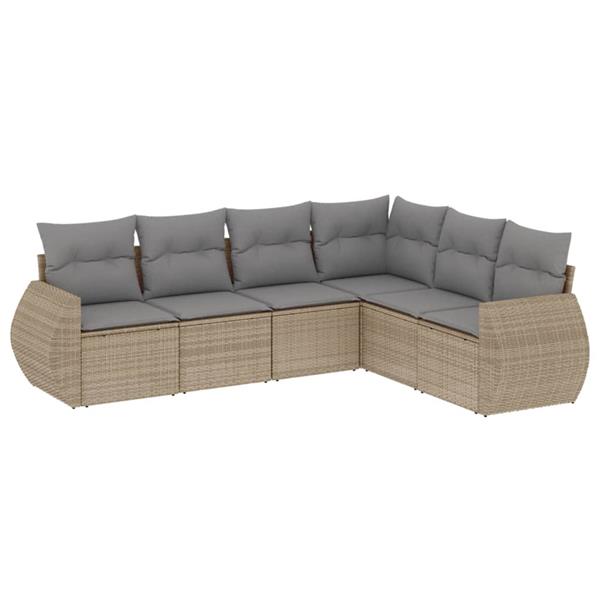 Grote foto vidaxl 6 delige loungeset met kussens poly rattan beige tuin en terras tuinmeubelen