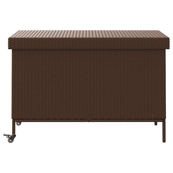 Grote foto vidaxl tuinbox met wielen 110x55x73 cm poly rattan bruin tuin en terras overige tuin en terras