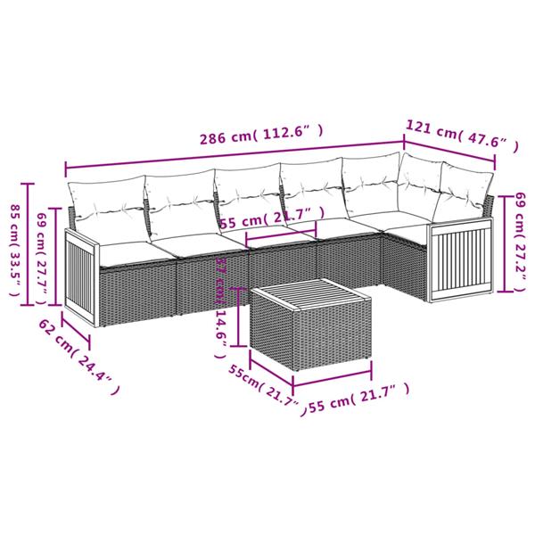 Grote foto vidaxl 7 delige loungeset met kussens poly rattan zwart tuin en terras tuinmeubelen