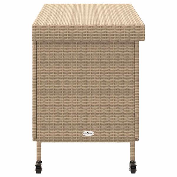 Grote foto vidaxl tuinbox met wielen 110x55x73 cm poly rattan gemengd beige tuin en terras overige tuin en terras