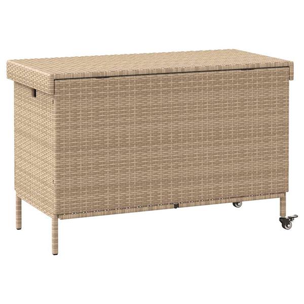 Grote foto vidaxl tuinbox met wielen 110x55x73 cm poly rattan gemengd beige tuin en terras overige tuin en terras