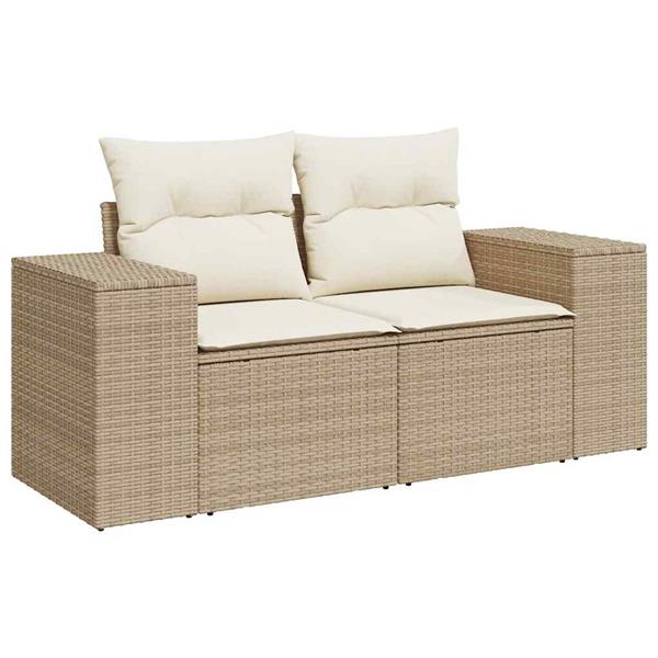 Grote foto vidaxl 5 delige loungeset met kussens poly rattan beige tuin en terras tuinmeubelen