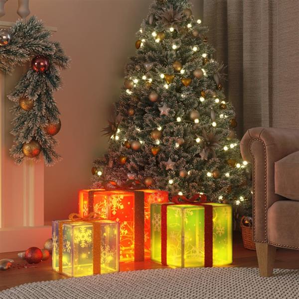 Grote foto vidaxl kerstfiguur cadeaudoos 3 st verlicht 64 warmwitte led diversen overige diversen