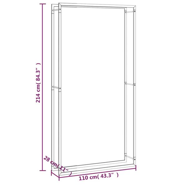 Grote foto vidaxl haardhoutrek 110x28x214 cm staal matzwart huis en inrichting kachels en openhaarden