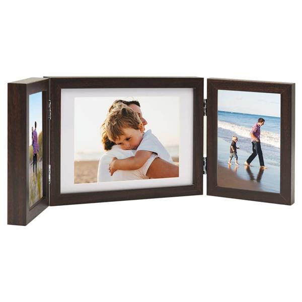 Grote foto vidaxl fotolijst drieluik 22x15 cm 2x 10x15 cm donkerbruin audio tv en foto onderdelen en accessoires