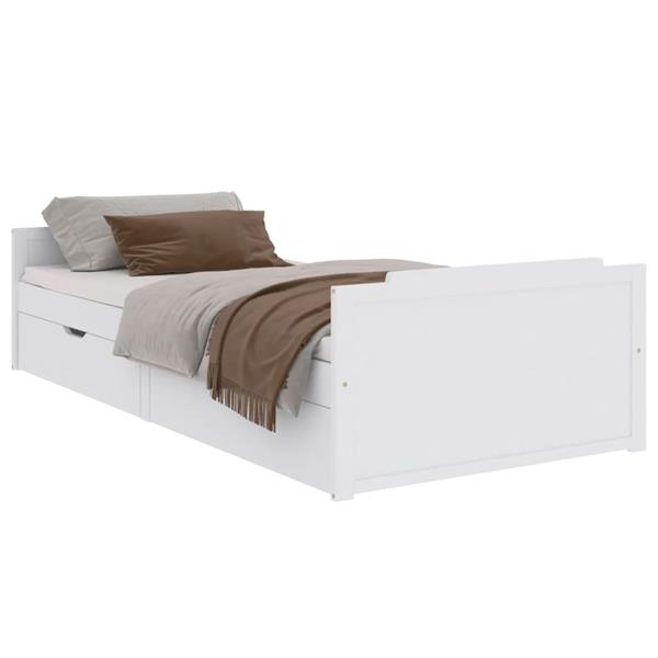 Grote foto vidaxl bedframe met lades massief grenenhout wit 90x200 cm antiek en kunst stoelen en banken