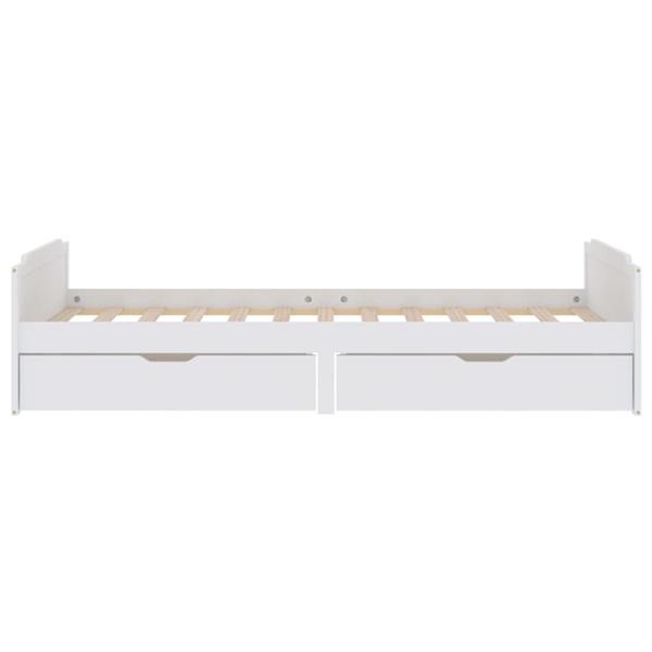 Grote foto vidaxl bedframe met lades massief grenenhout wit 90x200 cm antiek en kunst stoelen en banken