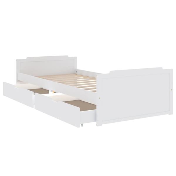 Grote foto vidaxl bedframe met lades massief grenenhout wit 90x200 cm antiek en kunst stoelen en banken