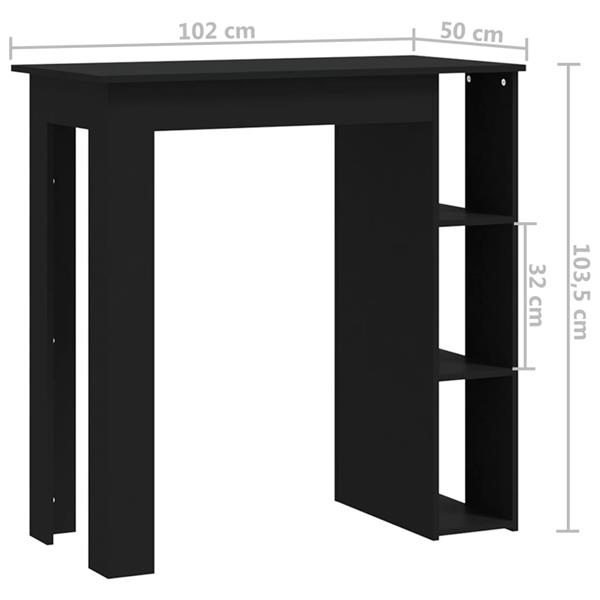 Grote foto vidaxl bartafel met schap 102x50x103 5 cm bewerkt hout zwart huis en inrichting eettafels