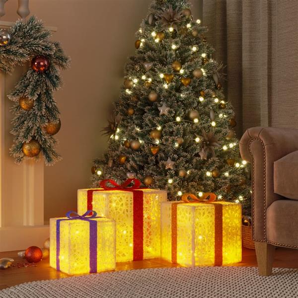 Grote foto vidaxl kerstfiguur cadeaudoos 3 st verlicht 64 warmwitte led diversen overige diversen