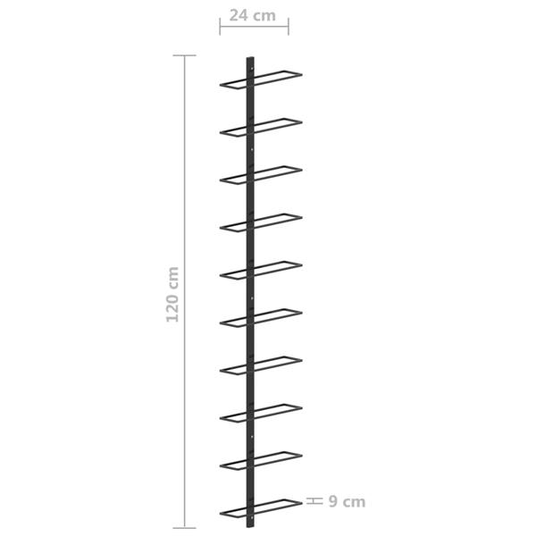 Grote foto vidaxl wijnrek voor 10 flessen wandmontage metaal zwart huis en inrichting woningdecoratie