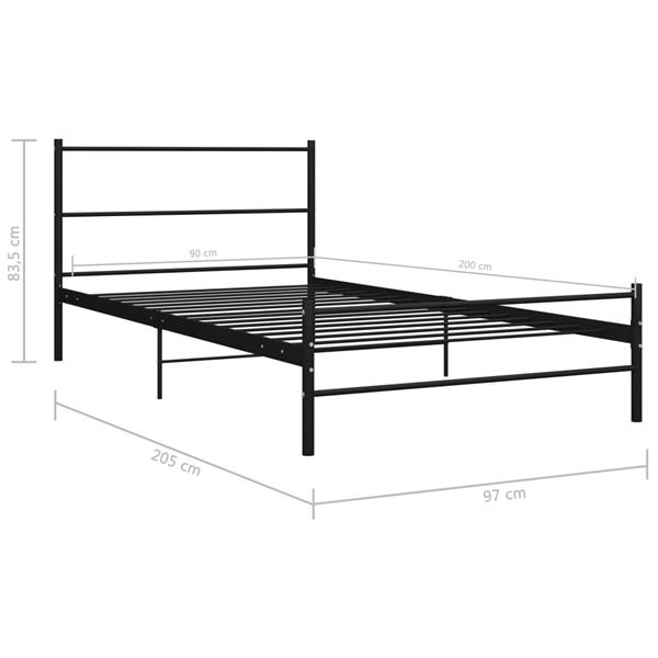 Grote foto vidaxl bedframe metaal zwart 90x200 cm antiek en kunst stoelen en banken