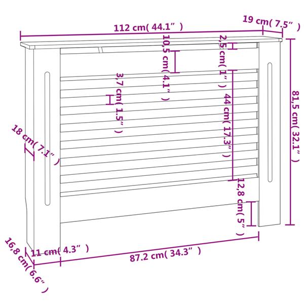 Grote foto vidaxl radiatorombouw 112x19x81 5 cm mdf wit doe het zelf en verbouw sanitair