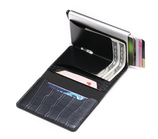 Grote foto portemonnee met rfid creditcardhouder vintage leren aluminium etui met geldclip kleding dames sieraden