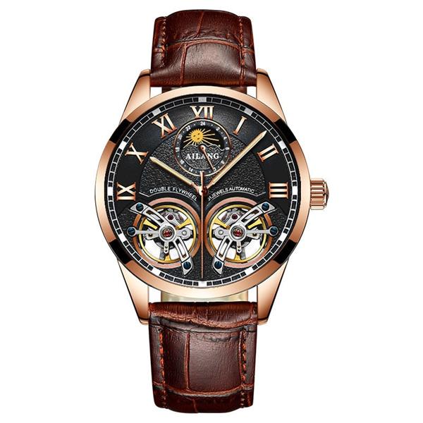 Grote foto luxury watch for men double flywheel mechanical clock kleding dames horloges