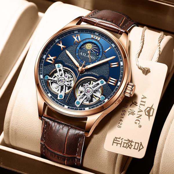 Grote foto luxury watch for men double flywheel mechanical clock kleding dames horloges