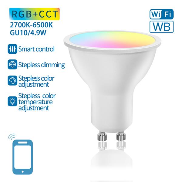 Grote foto gu10 spot wifi rgb cct 2700k 6500k par16 warmwit daglichtwit rgb led 5w 37w halogeenlamp 2 huis en inrichting overige